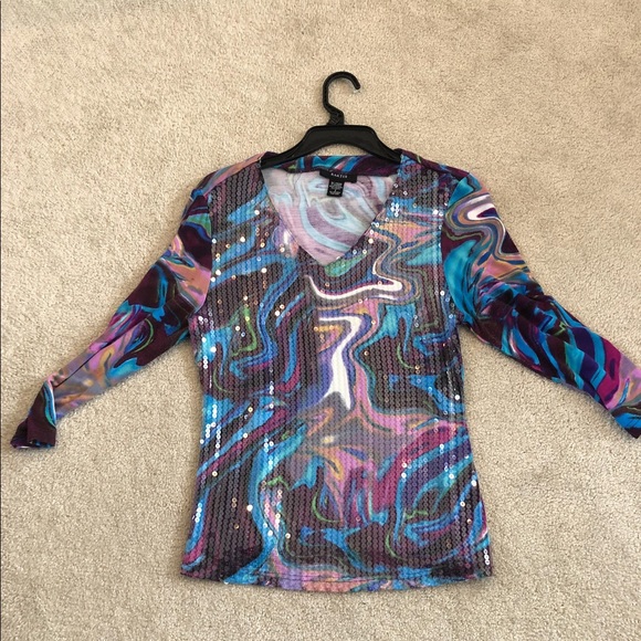 Kaktus clear sequin, multi color top. - Picture 1 of 5